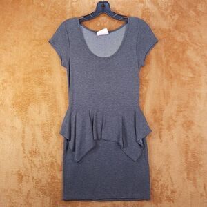 ROMEO & JULIET Womens Dress Medium Gray Pullover Sheath Peplum Flare Stretch